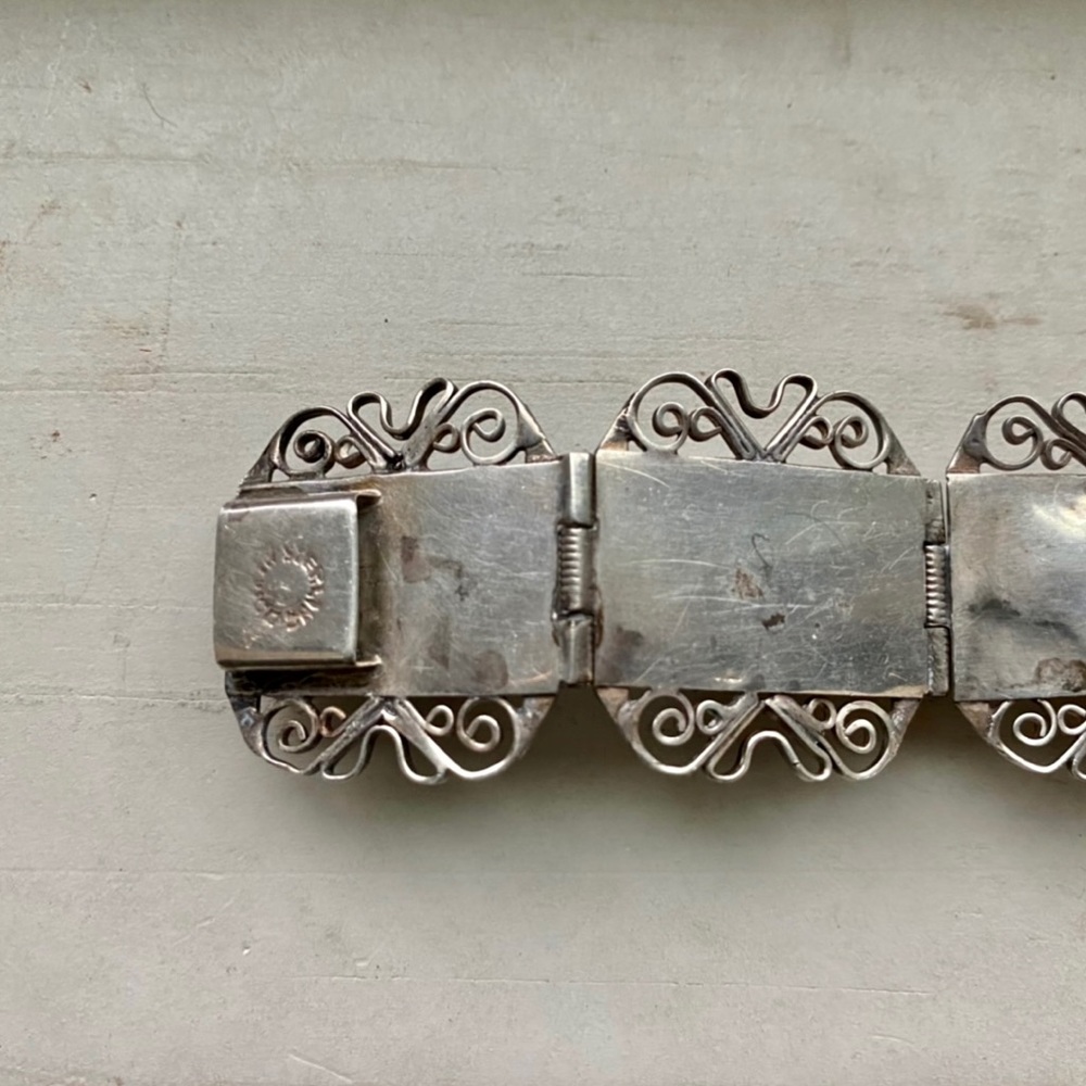 Sterling onyx vintage bracelet - Picture 8 of 11